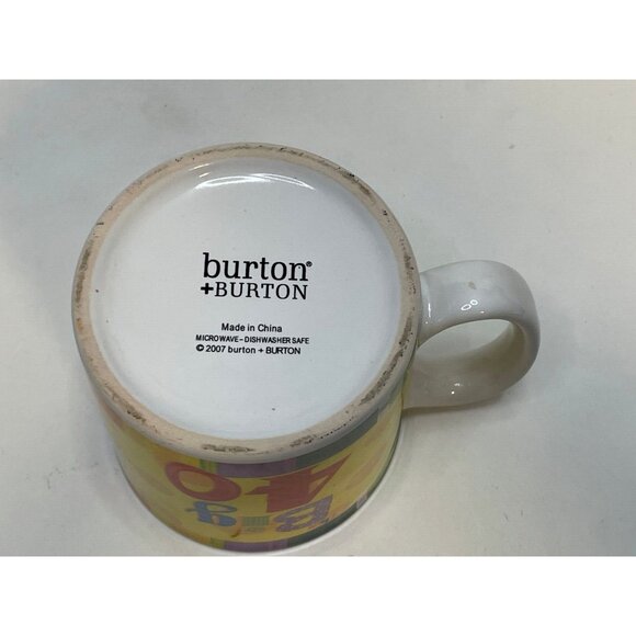 Burton Happy Birthday Big 40 ceramic coffee mug cup 3 1/2" 2007 yellow - Picture 6 of 9